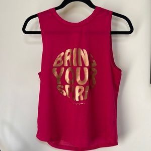 Peloton x Spiritual Gangster Semi-sheer Fuschia Tank, S